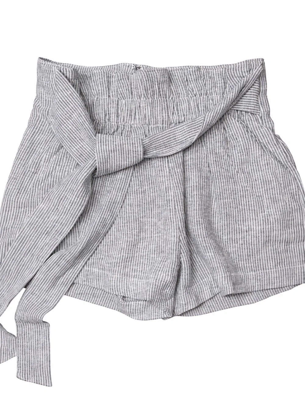 Abercrombie & Fitch Striped High-Waist Tie-Belt Women’s Shorts - Navy/White